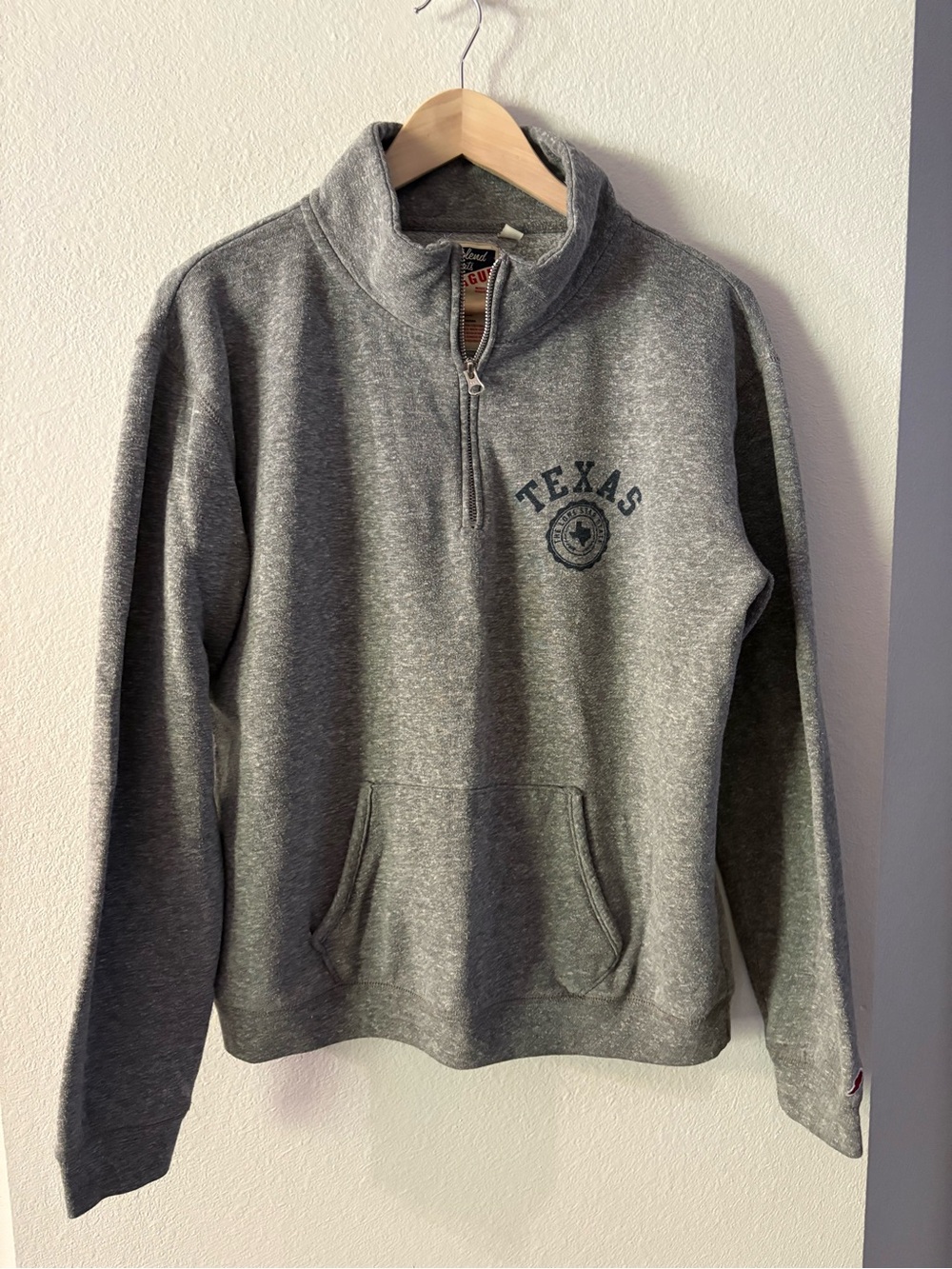 University of Texas Quarter-Zip Collegiate Heather Gray Sweatshirt L Sporty